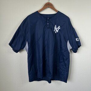 New York Yankees Shirt Mens Large Blue MLB Baseball Starter Diamond Collection
